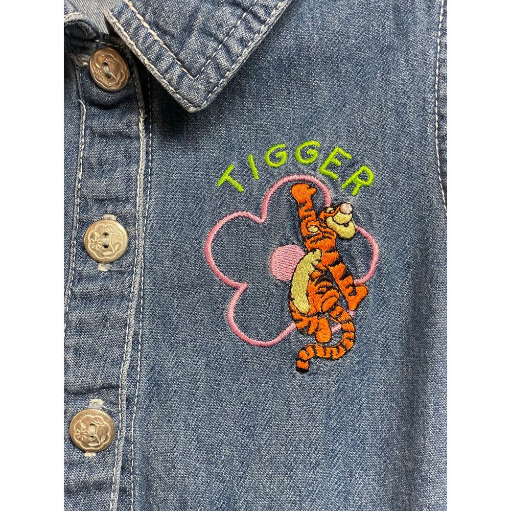 Tigger Girls denim blue jean dress L 6x Pooh Acre Collection Y2k Vintage